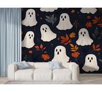 Halloween Ghost Wall Mural, Self-Adhesive Peel & Stick Wallpaper, Flower Forest Design Photo Wallpaper for Living Room & Bedroom (100x70 cm), F-753