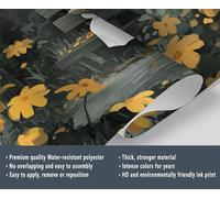 Halloween Ghost Wallpapers Gothic Boys Wallpaper Yellow Flowers in The Forest Mural Wallpaper Trees with Fallen Leaves in Autumn Kids Bedroom Living Room Sofa Large Wall Mural Poster 500X350cm