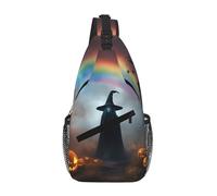 Halloween Ghost Witch Sling Chest Bag For Men And Women Small Shoulder Bag Waterproof Mini Crossbody Daypack For Hiking