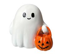 Halloween , Ghost with Pumpkin Bedside Lamp, 3.15 x 3.15 Inches Spooky Tabletop Decoration for Bedroom, Bathroom, Kitchen, Study, Reading Corner and Parties Room Atmosphere