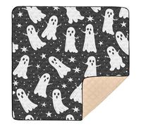 Halloween Ghost with Star Baby Play Mat for Floor, 50x50 inch Playpen Mat,Thicken Soft Non-Slip Tummy Time Mat for Toddlers and Infants