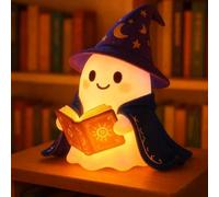 Halloween Ghost Wizard Reading Book Lamp Cute Halloween Witch Ghost Night Light Ghosts Decorations,Spooky Read Books Figurine Night Lights,Warm Ghosts Statue Light for Bedroom Living Room