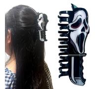 Halloween Ghostface Hair Claw Clip, 4.7" Large Acrylic Horror - Themed Hair Accessory For Spooky Style, Large Ghost Terrifying Claw Clip Is For Halloween Parties and Cosplay (Ghost)