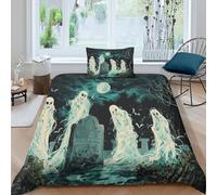 Halloween Ghosts And Monsters 3D Printed Duvet Cover Set Bedding Set,Soft Microfiber Pillowcases,Hidden Zipper Quilt Cover Easy Care Comforter Cover for Kids Boys Girls Teens Single（135x200cm）