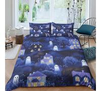 Halloween Ghosts And Monsters Duvet Cover 3 PCS Hotel Quality Quilt Cover Bedding Sets Bed Covers with Pillowcases with Zipper Closure Hypoallergenic Soft Breathable Microfiber King（220x240cm）
