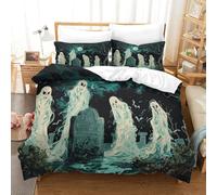 Halloween Ghosts And Monsters Duvet Cover Sets 3 PCS Hotel Quality Quilt Cover Bedding Bed Covers with Pillowcases with Zipper Closure Hypoallergenic Soft Breathable Microfiber Single（140x200cm）