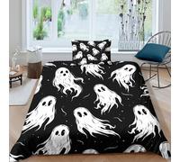 Halloween Ghosts And Monsters Duvet Cover Sets 3 PCS Hotel Quality Quilt Cover Bedding Sets Bed Covers with Pillowcases with Zipper Closure Ultra Soft Hypoallergenic Microfiber Single（135x200cm）