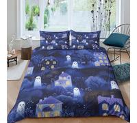 Halloween Ghosts And Monsters Duvet Cover Sets 3 PCS Hotel Quality Quilt Cover Bedding Sets Bed Covers with Pillowcases with Zipper Closure Ultra Soft Hypoallergenic Microfiber Double（200x200cm）