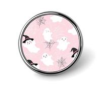 Halloween Ghosts And Spider Webs Round Enamel Brooch Pin Button Badges Decoration Hat Clothing Bag Accessories Gift Crafts