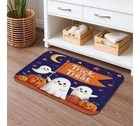 Halloween Ghosts Bath Mat, Cute Pumpkin Pattern Absorbent Non Slip Shower Rug, Fall Seasonal Flannel Washable Bath Rugs for Bathroom Toilet Decor 16x24 Inch