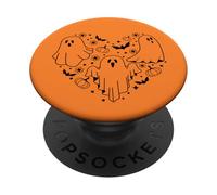 Halloween Ghosts Bats Pumpkins Flowers Heart Shape Spooky PopSockets Adhesive PopGrip