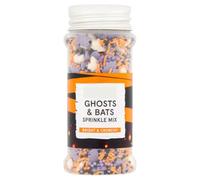 Halloween Ghosts & Bats Sprinkle Mix, Bright and Crunchy Sugar Decorations for Baking, Black, Orange, Purple and White, 75g