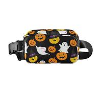 Halloween Ghosts Black Fanny Pack for Women Men Crossbody Belt Bag Fashion Waist Packs Purse with Adjustable Strap Dupes for Workout Travel Outdoors