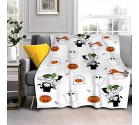 Halloween Ghosts Blanket, Grim Reaper, Jack-O'-Lantern, Lightweight Washable Breathable Throws Blankets 40"x50", Single Size Fluffy Blanket Suitable for Kids Adults - All Seasons (101x128cm)