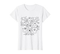 Halloween Ghosts Coloring and Painting Yourself Value Graphic T-Shirt, Women, White, M