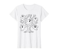 Halloween Ghosts Coloring and Painting Yourself Value Graphic T-Shirt, Women, White, XL