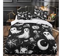 Halloween Ghosts Comforter Cover 3D Design Printed Luxury 3 Pcs Bed Set Zipper spooky Cartoon Duvet Cover Super Soft Washable for Teens Adults Women Kids Boys Youth Teenagers Super king（260x220cm）