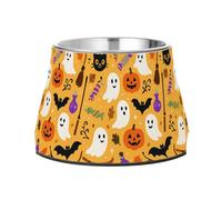Halloween Ghosts Dogs Feeding Bowls Elevated Stainless Steel Cats Food Bowls for Slow Feed Cats Whisker Friendly