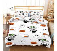 Halloween Ghosts Double Duvet Cover Sets, Grim Reaper, Jack O' Lantern Bedding Microfiber with Zipper Closure, Comfortable Easy to Machine Wash and 2 Pillowcases, for Boys and Girls