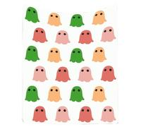 Halloween Ghosts Fleece Blanket, Black Spooky Ghost Throw Blanke, Super Soft & Cosy Fleece in Black, Halloween Decorations