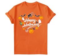 Halloween Ghosts Horror Unisex Oversized Tee Scary Spooky Creepy Design Men's & Women's Graphic T-Shirt Perfect for Halloween #H Orange M