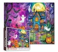 Halloween Ghosts Jigsaw Puzzle,Strange Night Spooky Castle 1000 Pieces Jigsaw Puzzles for Adults,27 x 20 Inches Puzzles for Families,HD Quality Stained Puzzle Gift,Perfect for Game Nights