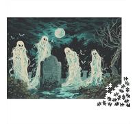 Halloween Ghosts Jigsaw Puzzles Puzzles for Adults Kids. 1000 Pieces Moonlit Night Great Gifts Challenge Toy Home Decoration for Gifts 1000pcs (75x50cm)
