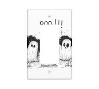 Halloween Ghosts Light Switch Cover Plates/Outlet Covers, Black White Cemetery Design for Festive Seasonal Decor, Thermoplastic Wall Plates, Standard Size Single Rocker