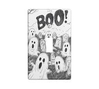 Halloween Ghosts Light Switch Cover Plates/Outlet Covers, Black White Spooky Cemetery for Wall Accents, Thermoplastic Wall Plates, Standard Size Single Toggle