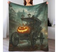 Halloween Ghosts & Monsters 3D Print Bed Blanket Pumpkin Carriage Reversible Sherpa Fleece Flannel Fluffy Polyester Soft And Warm for Home Life And Travel 50x60inch(127x152cm)