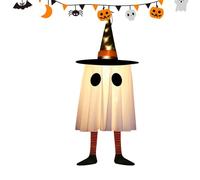 Halloween Ghosts Ornament - Light up Ghost Hanging Decorations | Halloween Glowing Pendant Decor with Witch Hat for Tree | Horror Holiday Props for Courtyards Porch Patios (Orange)
