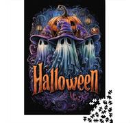 Halloween Ghosts Poster Jigsaw Puzzles Puzzles for Adults Kids. 1000 Pieces Impossible Challenge Toy Educational Games Home Decoration for Adults& Kids Age 14 Years Up 38x26cm/1000pcs