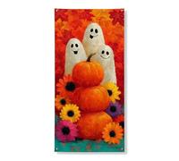 Halloween Ghosts Pumpkin Door Cover Banner Decorative, Colorful Fun Spirits Fall Outdoor Decor, Indoor Outdoor Autumn Festival Supplies 36x72 Inch