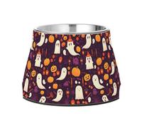 Halloween Ghosts Pumpkins Bowls for Pets Enhanced Stainless Steel Cat Feeding Bowls for Small Dogs Slow Down Eating