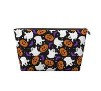 halloween ghosts pumpkins Makeup Bag, Cosmetic Bags Travel Toiletry Bag Make Up Bag for Women, Leather Makeup Bag Organizer, Cute Makeup Pouch Gold