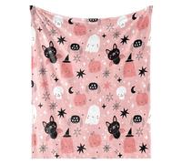 Halloween Ghosts Pumpkins Pattern Throw Blanket, Soft Lightweight Sofa Blanket, All Season Decorative Blanket for Living Room and Bedroom, Halloween Decorations (pink)