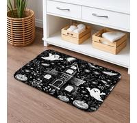 Halloween Ghosts Quick Dry Bath Mat, Spooky Haunted House Plants Absorbent Non Slip Shower Mat, Decorative Flannel Washable Bath Rugs for Bathroom Toilet Restroom 16x24 Inch