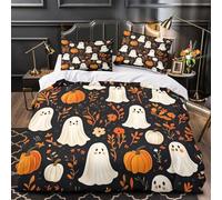 Halloween Ghosts Quilt Cover 3D Print Extra Soft 3PCs Bed Linen Hidden Zipper Cartoon Spooky Design_1 Duvet Cover Premium All Season for Adults Teens Women Kids Girls Boys Youth Single（135x200cm）