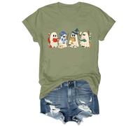 Halloween Ghosts Reading Book Shirt Funny Halloween Ghosts T-Shirt Olive Green
