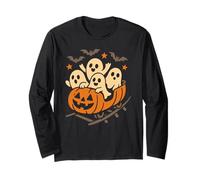 Halloween Ghosts Ride Pumpkin Rollercoaster Ghost Train Long Sleeve T-Shirt