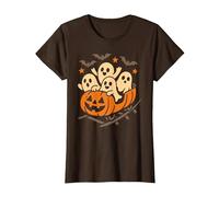 Halloween Ghosts Ride Pumpkin Rollercoaster Ghost Train T-Shirt, Women, Brown, Small