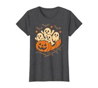 Halloween Ghosts Ride Pumpkin Rollercoaster Ghost Train T-Shirt, Women, Dark Heather Grey, X-Large
