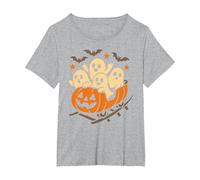 Halloween Ghosts Ride Pumpkin Rollercoaster Ghost Train T-Shirt, Women's Plus, Heather Grey, 2X