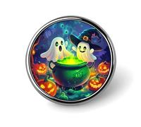 Halloween Ghosts Round Brooch Pins Badge Printed Button Tie Lapel Backpack Pin Decoration for Women Men