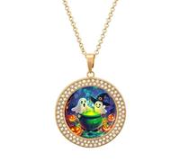 Halloween Ghosts Round Pendant Necklaces for Women Alloy Rhinestone Jewelry Custom Picture Necklace