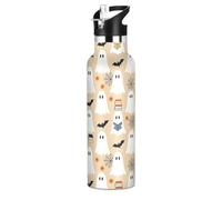 Halloween ghosts Spooky Reader Leak Proof & BPA Free Reusable Water Bottles with Straw Lid Double Wall Vacuum Insulated Bottles for Travel, Camping, Bike