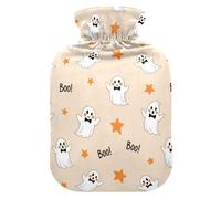 Halloween Ghosts Stars Beige Hot Water Bottle with Cover for Pain Relief Heating Bottles for Headaches, 2L