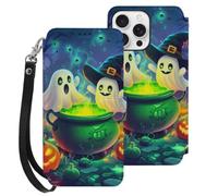Halloween Ghosts Wallet Phone Case for iPhone 16 Series