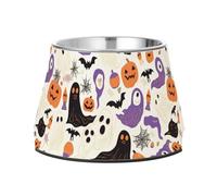 Halloween Ghosts White Dogs Food Bowl Non Slip Stainless Steel Pets Dish Bowl for Loving Pet Comfort Feeding