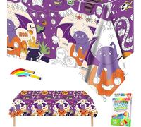 Halloween Giant Colouring Table Cloths,Halloween Party Tablecloth Colouring Poster with 18 Paint Pens,47x71inch Colour In Table Cloth Drawing Paper Roll Table Cover Colouring Sheet for Party